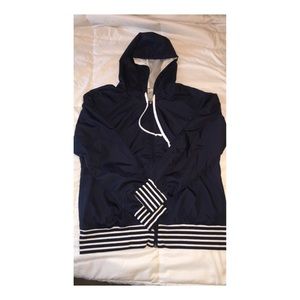 Navy blue windbreaker